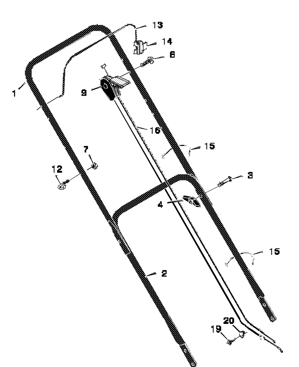 Handle Assembly Diagram and Parts List for 20505X62A 1997 Briggs and Stratton Lawn Mower